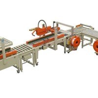 Dây chuyền đóng gói hộp carton gấp tự động có niêm phong và đóng đai XFK-3